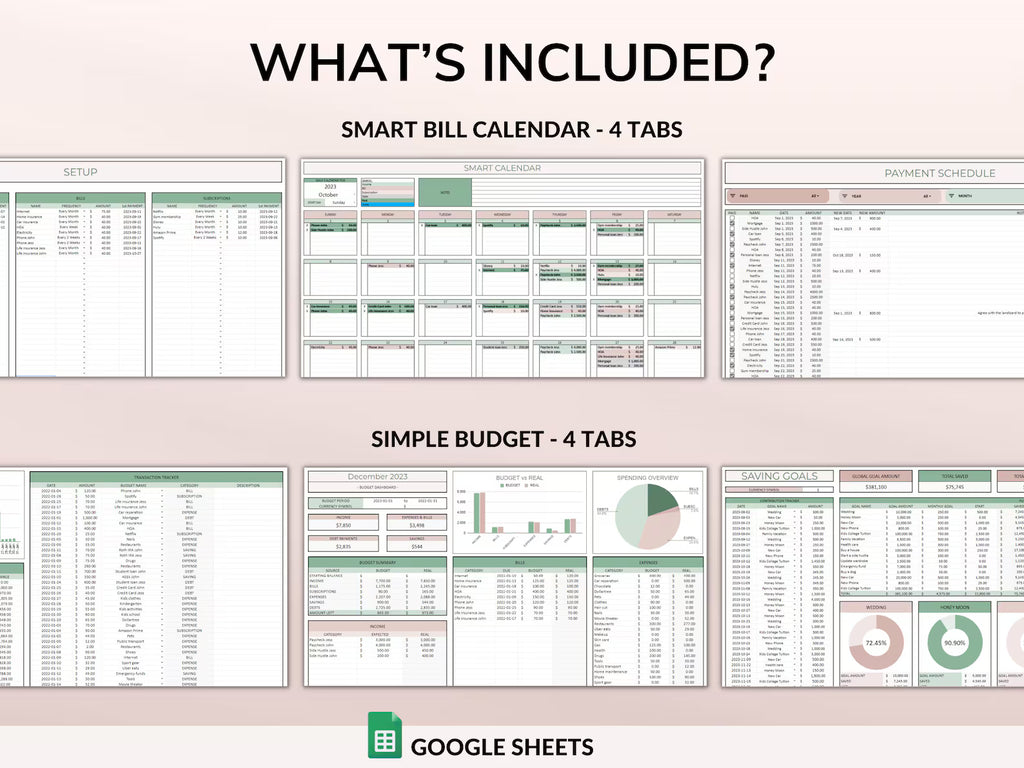 PLR Budget Spreadsheet Bundle | Commercial Use Google Sheets Templates | Debt Tracker, Bill Calendar & Finance Planner
