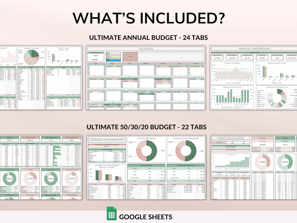 PLR Budget Spreadsheet Bundle | Commercial Use Google Sheets Templates | Debt Tracker, Bill Calendar & Finance Planner