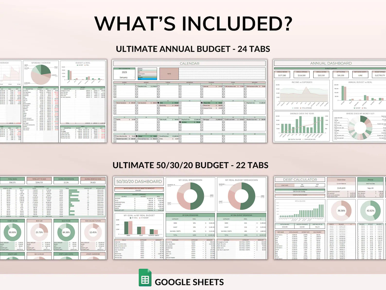 PLR Budget Spreadsheet Bundle | Commercial Use Google Sheets Templates | Debt Tracker, Bill Calendar & Finance Planner